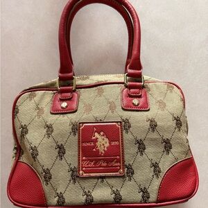 U.S. Polo Assn. Red and Tan Monogram Handbag